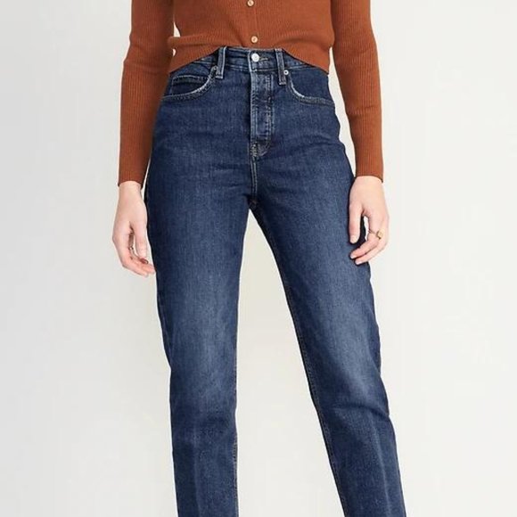 Old Navy Extra High-Waisted Sky-Hi Straight Button-Fly Jeans for Women New - Picture 1 of 12